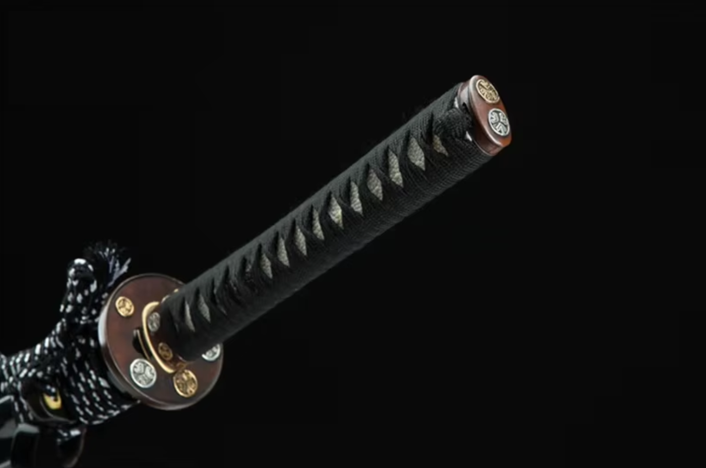 Katana SS428 – Lame polie à la main et tsuba plaquée or et argent