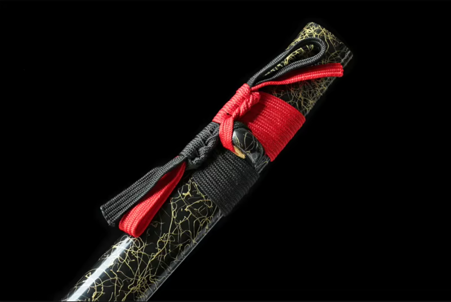 Katana Kuroryū — Saya noire veinée dorée — Hamon visible