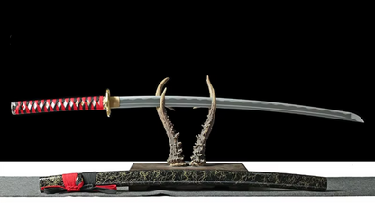 Katana Kuroryū — Saya noire veinée dorée — Hamon visible