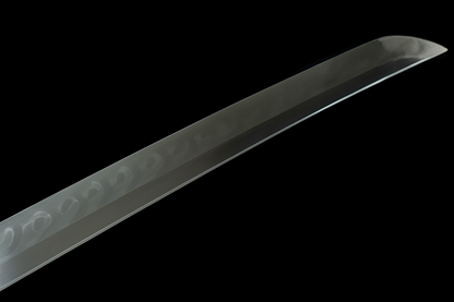 Katana Hanagin SS554 — trempé à l'argile, hamon réel, saya gravée à motifs floraux incrustés de nacre — Atelier Kensei