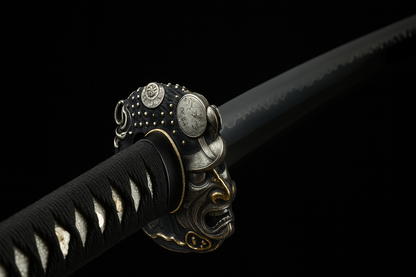 Katana Bushō SS432 — forgé et poli à la main, hamon réel, tsuba samouraï bicolore or et argent — Atelier Kensei