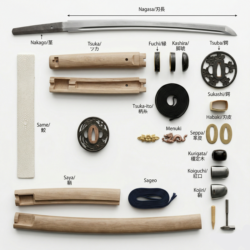 Anatomie du Katana — Atelier Kensei