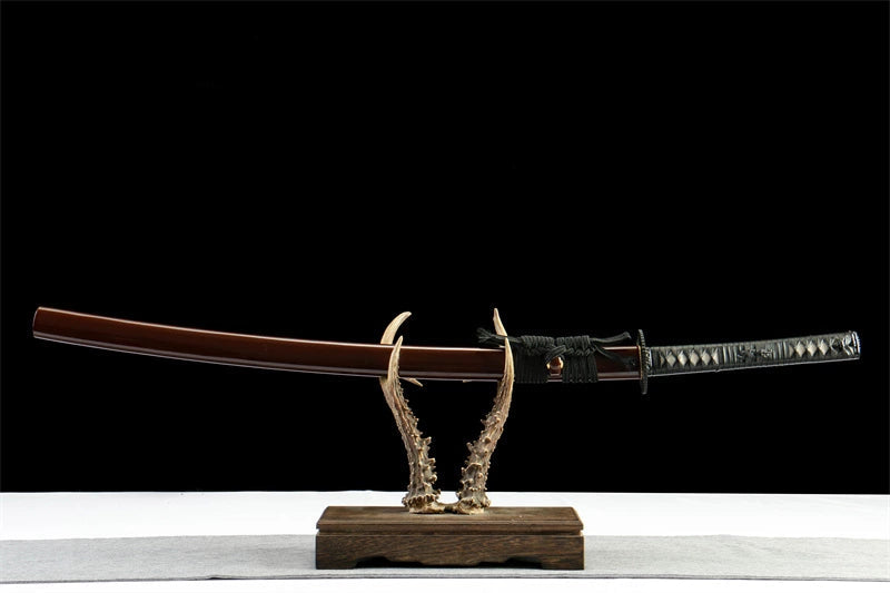 Katana Shiro — T10 hamon réel — Samegawa blanc & ito cuir — vue 3