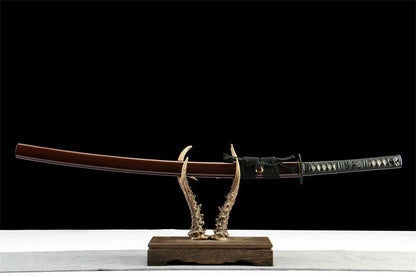 Katana Shiro — T10 hamon réel — Samegawa blanc & ito cuir — vue 3