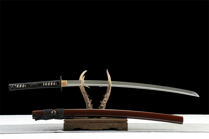 Katana Shiro — T10 hamon réel — Samegawa blanc & ito cuir — vue 4