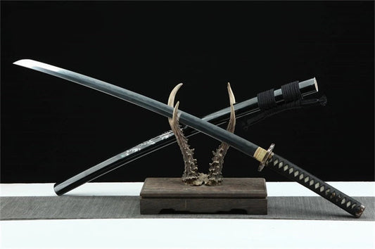 Katana Tamashii — Trempe à l'argile — Saya incrustée de nacre gravée