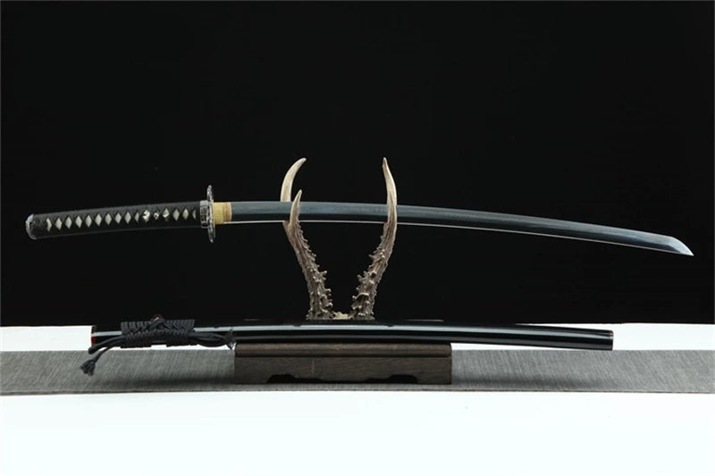 Katana Bushō — Forgé main — Tsuba samouraï bicolore or & argent