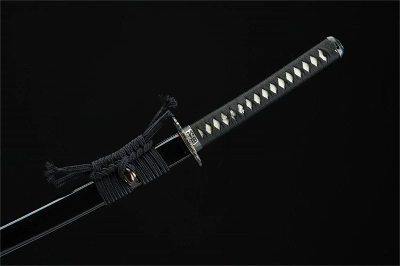 Katana Bushō — Forgé main — Tsuba samouraï bicolore or & argent