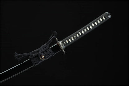 Katana Bushō — Forgé main — Tsuba samouraï bicolore or & argent